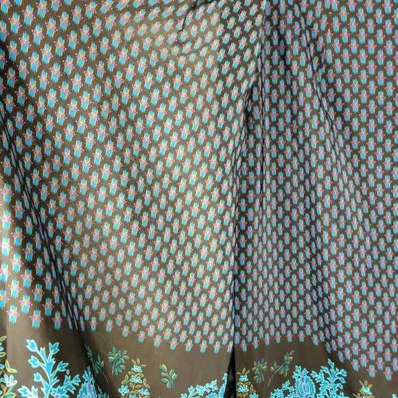 Vintage DVF Diane Von Furstenberg Blue Silk Wrap Skirt Women's Size Large - Picture 4 of 7